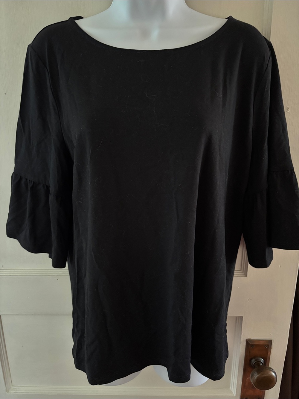 Talbots Black Ruffle-Sleeve Tunic Top